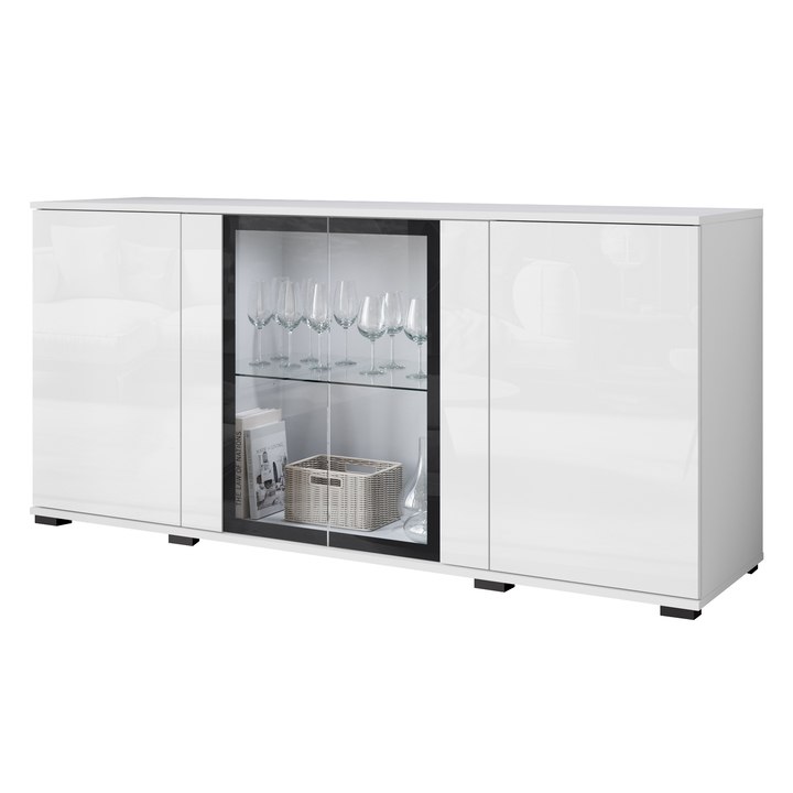 Príborník LAIMA I biela/biela vysoký lesk 1