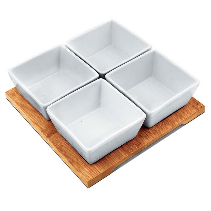 Misky s podnosom LAMART porcelán/bambus 1