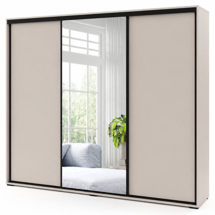 Šatníková skriňa LAYS 10 kašmírová/čierna, šírka 250 cm 1