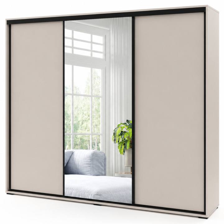 Šatníková skriňa LAYS 9 kašmírová/čierna, šírka 250 cm 1