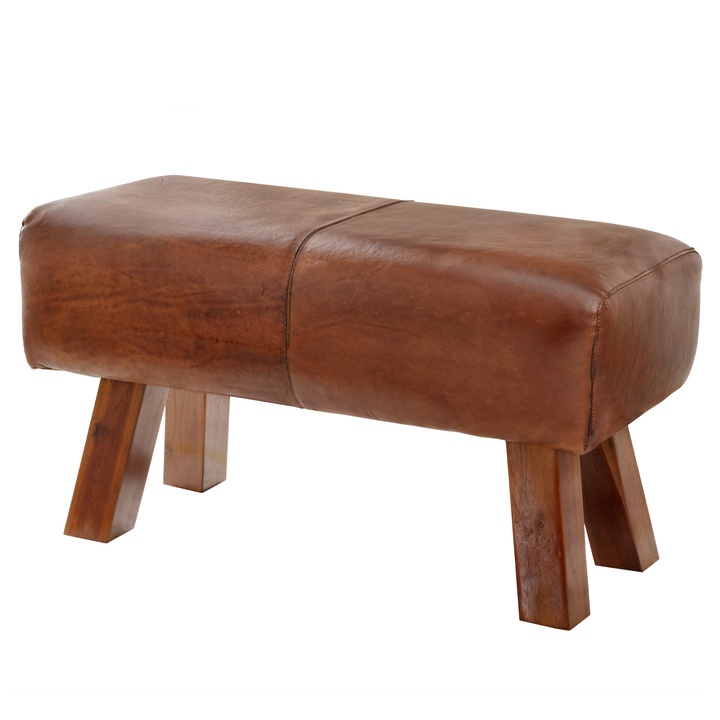 Taburet LAZY kozia koža/teak 1