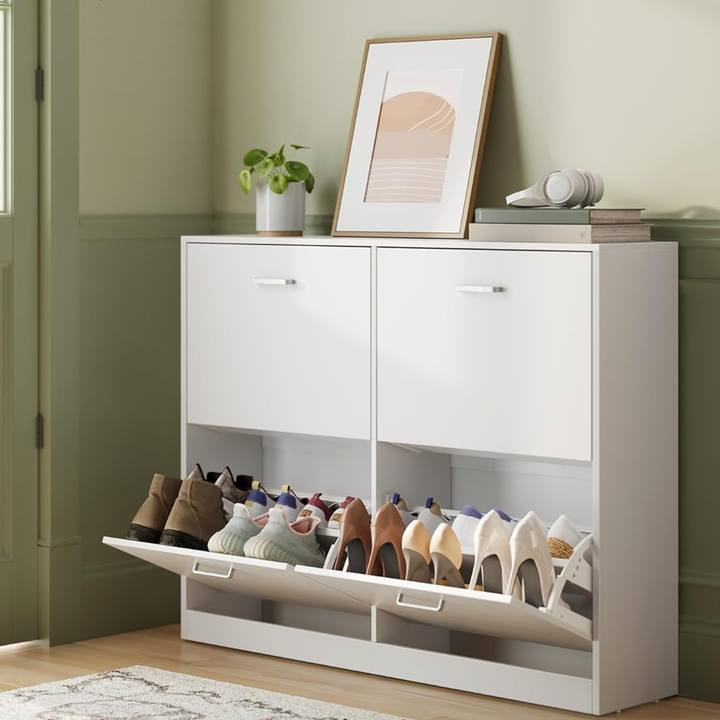 Výklopná skrinka na topánky LECO biela 1