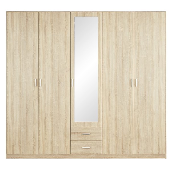 Šatníková skriňa LEMGO dub sonoma/zrkadlo 1