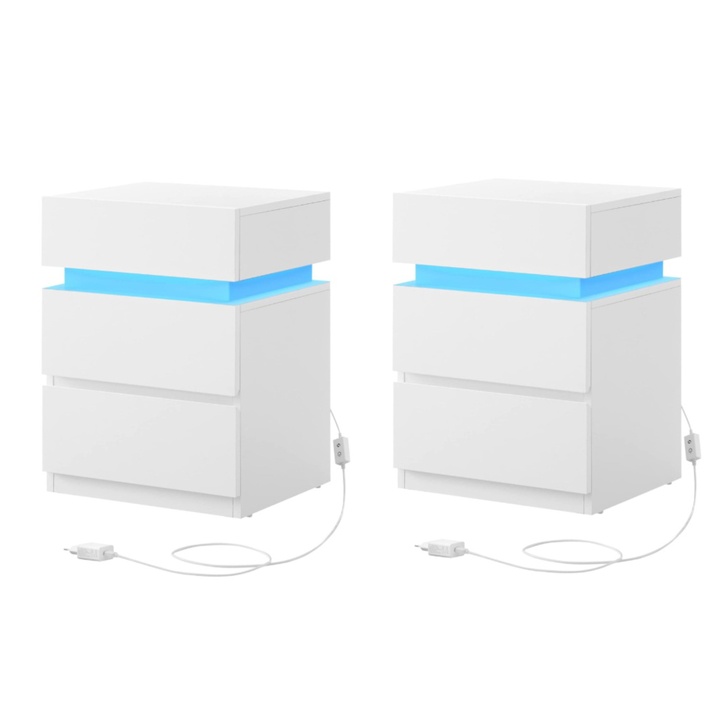 Súprava 2 ks nočných stolíkov LETNIGHT 5 biela 1