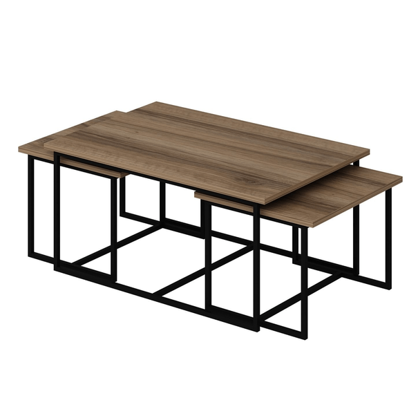 Konferenčný stolík LEVADA orech/čierna, sada 3 ks 1