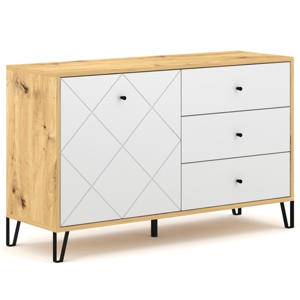 Komoda LIAM 5 dub artisan/biela matná 1