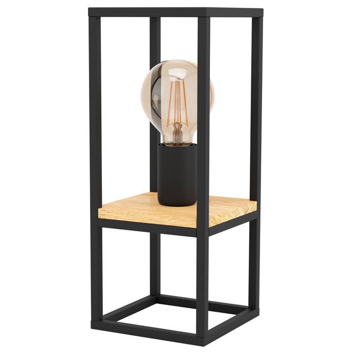 Stolná lampa LIBERTAD 3 čierna/drevo 1