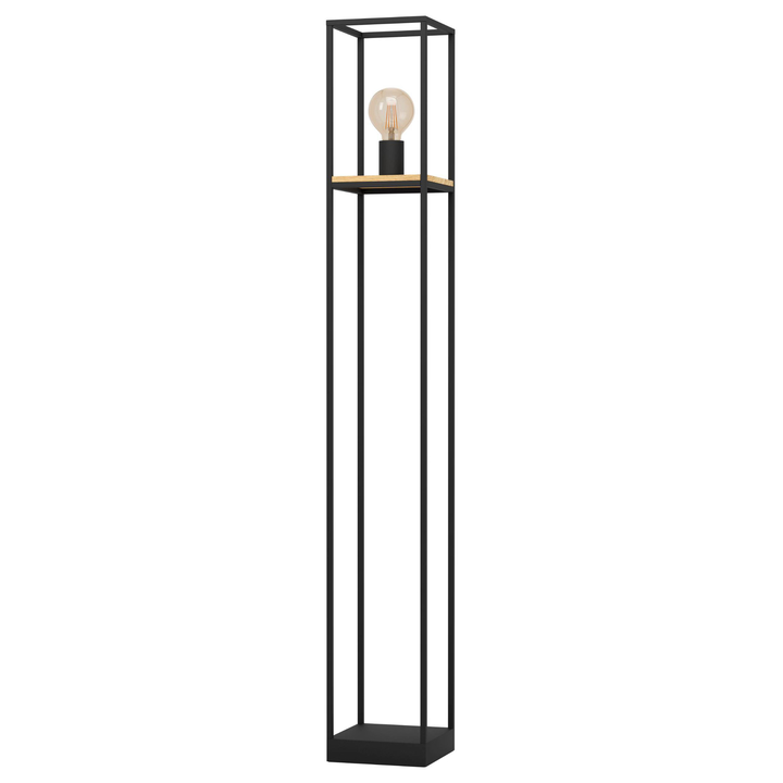 Stojacia lampa LIBERTAD 4 čierna/drevo 1