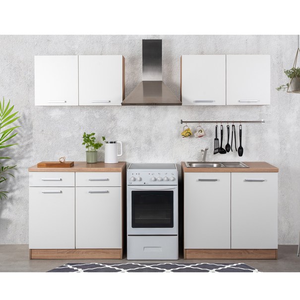 Kuchynský blok LIGHT 180 biela/dub sonoma, 180 cm 1