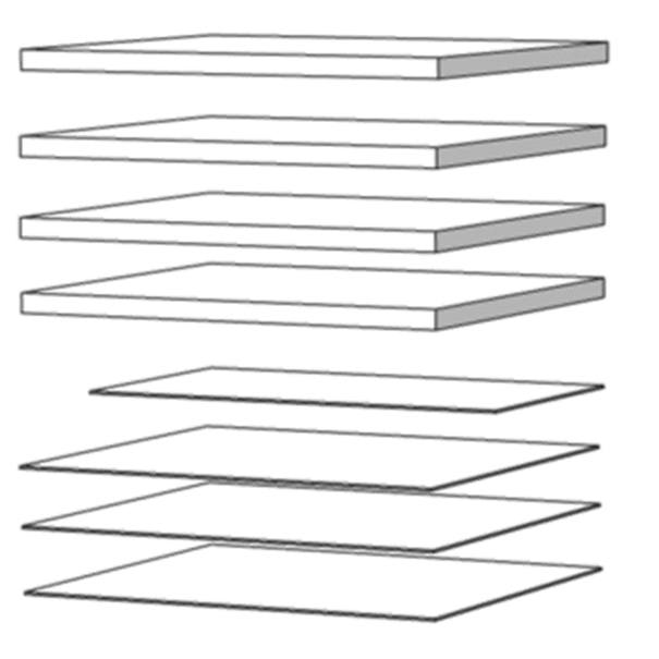 Súprava políc a chrbtov k vysokej skrini LIGHT L10 biela, (4x police, 4x chrbát) 1