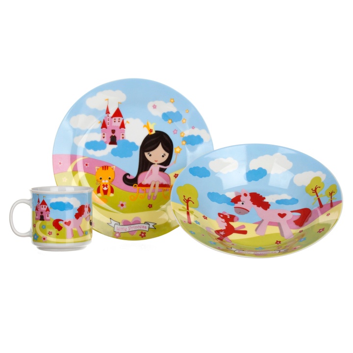 Detská jedálenská súprava LITTLE PRINCESS keramika, 3 ks 1