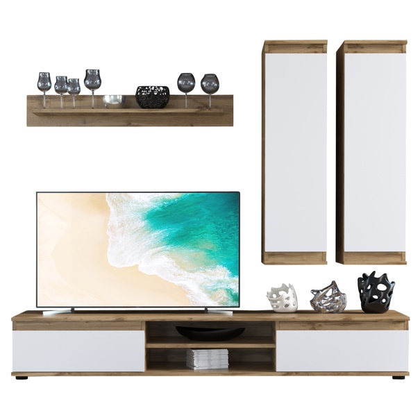 Obývacia stena LÍVIA dub taxo/biela 1