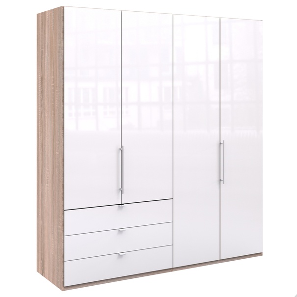 Šatníková skriňa LOFT 597 biela/dub sonoma, pravé, 2-dverová 1