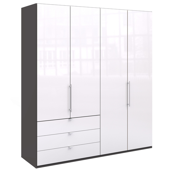 Šatníková skriňa LOFT 597 biela/antracitová, pravé, 2-dverová 1