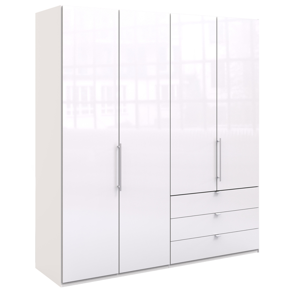 Šatníková skriňa LOFT 597 biela lesklá, ľavé, 2-dverová 1