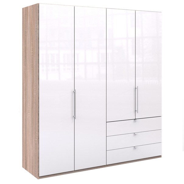 Šatníková skriňa LOFT 597 biela/dub sonoma, ľavé, 2-dverová 1