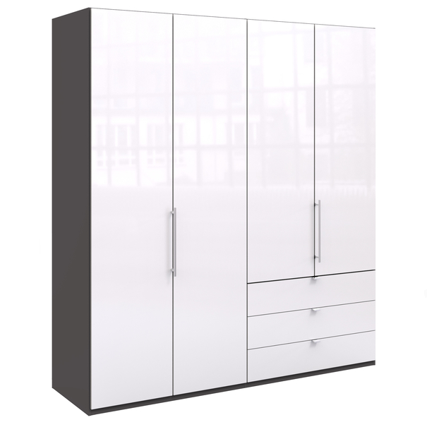 Šatníková skriňa LOFT 597 biela/antracitová, ľavé, 2-dverová 1