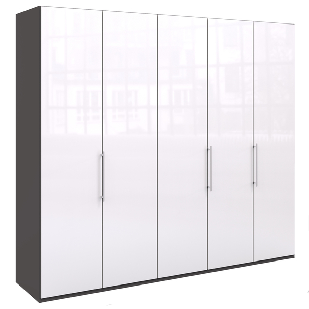 Šatníková skriňa LOFT 627 biela/antracitová, 3-dverová 1