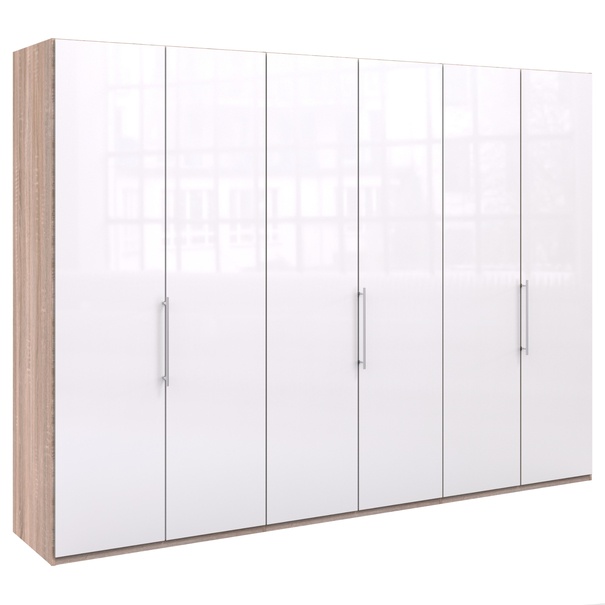 Šatníková skriňa LOFT 672 biela/dub sonoma, 3-dverová 1