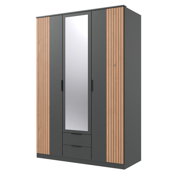 Šatníková skriňa so zrkadlom LONA grafitová, šírka 135 cm 1