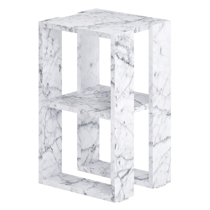Nočný stolík LONIE biely mramor 1