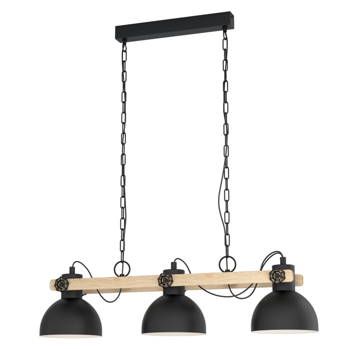 Závesné svietidlo LUBENHAM 2 čierny kov/svetlé drevo 1