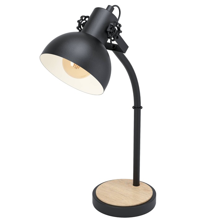 Stolná lampa LUBENHAM čierny kov/svetlé drevo 1