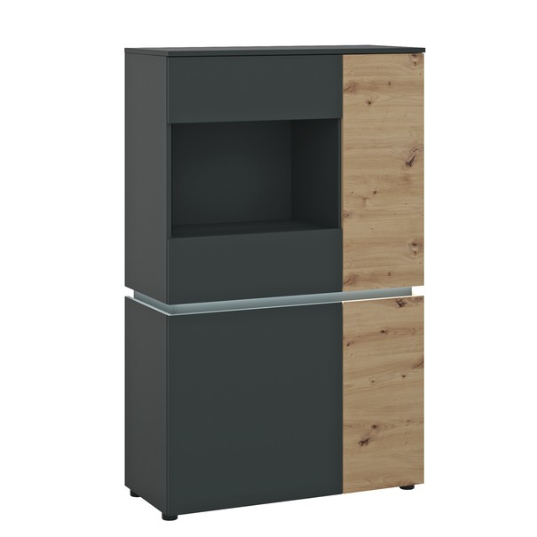 Vitrína LUCI 02 dub artisan/sivá 1