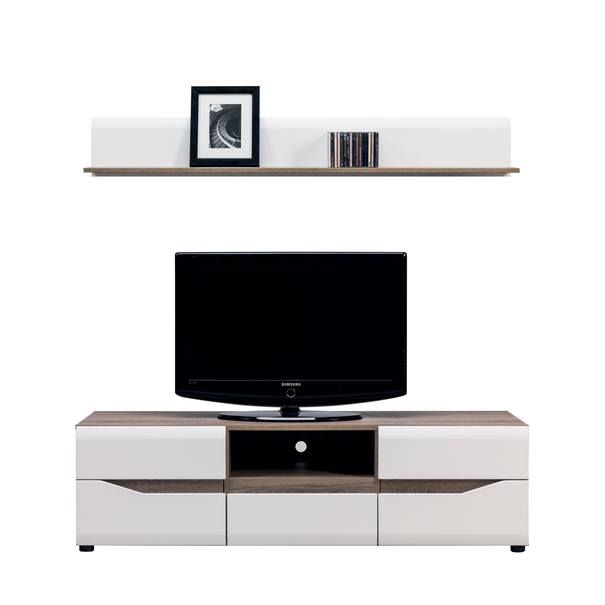 TV zostava LUCY dub sonoma truffel/biela vysoký lesk 1