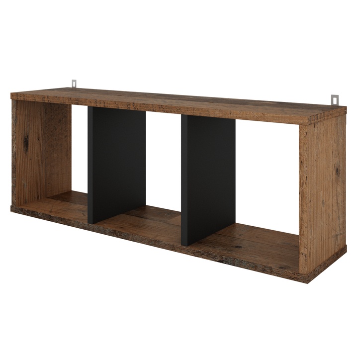 Nástenná polica LUNA čierna/old style 1