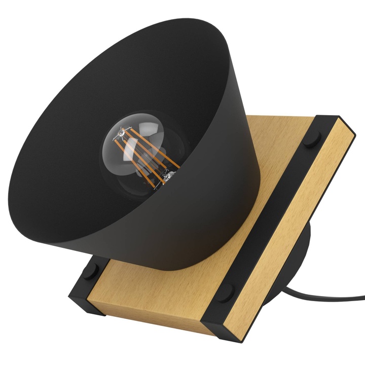 Stolná lampa MACCLES čierny kov/svetlé drevo 1
