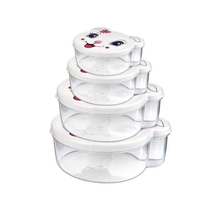 Sada desiatových boxov MAČKA biela, 4 ks 1