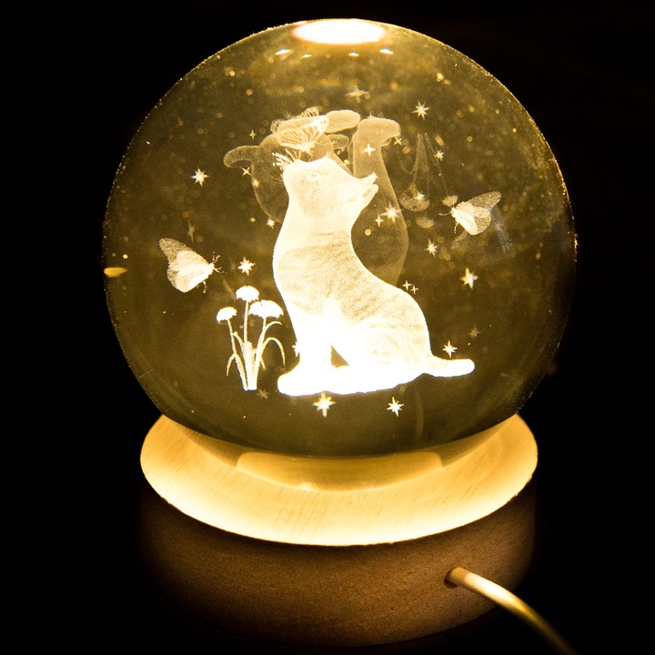 Stolná lampa MAČKA priehľadná/prírodná 1