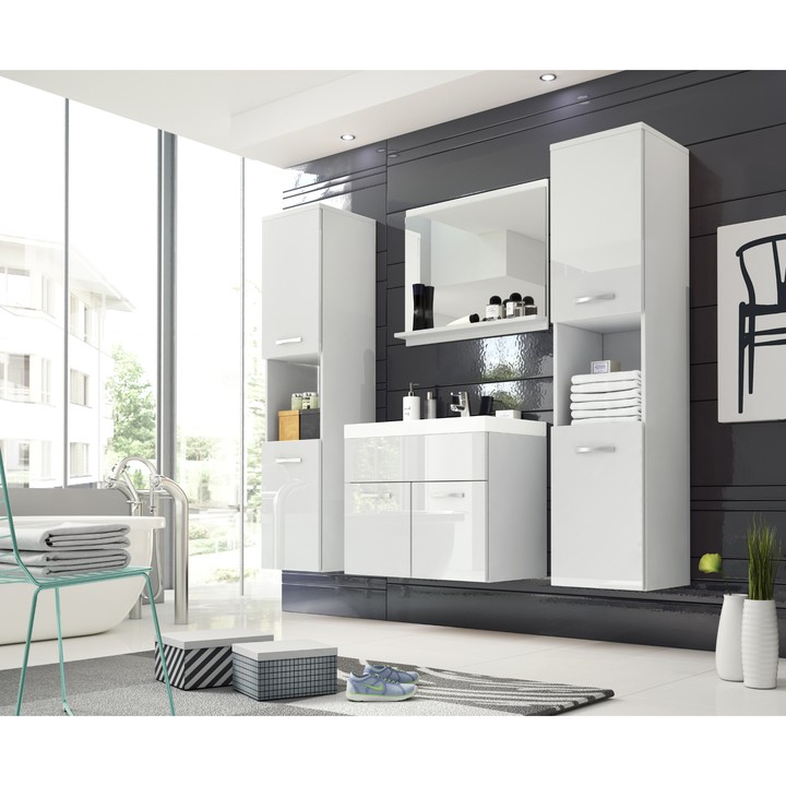 Kúpeľňová zostava MAEL XL biela/biela lesklá 1