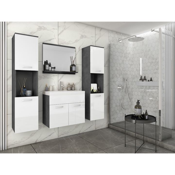 Kúpeľňová zostava MAEL XL antracitová/biela lesklá 1