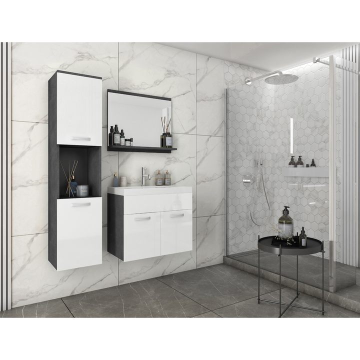 Kúpeľňová zostava MAEL antracitová/biela lesklá 1