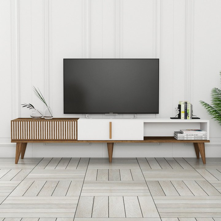 TV komoda  MALOMA 2 orech/biela polar 1