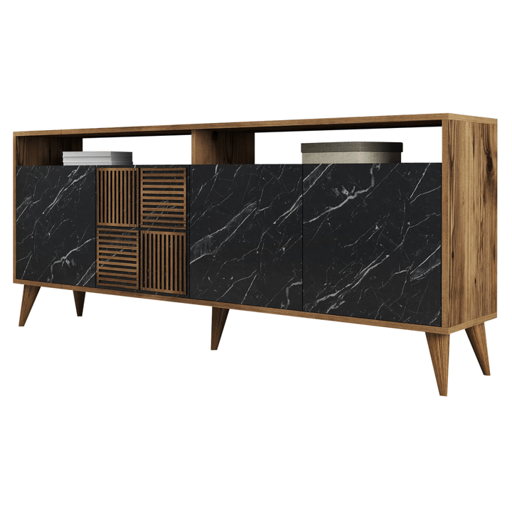 Komoda MALOMA orech/čierny mramor 1