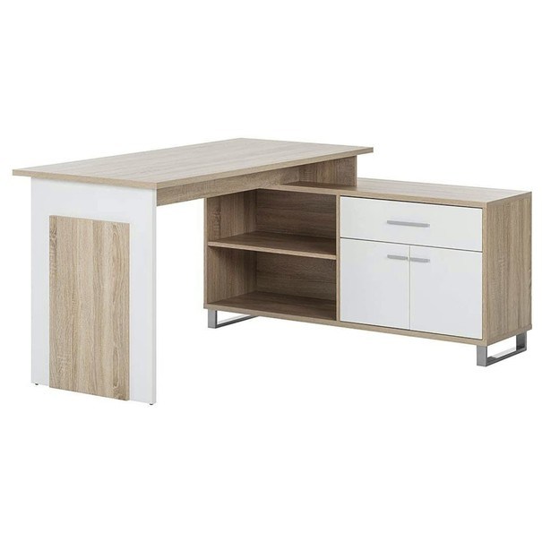 Rohový písací stôl MANAGER dub sonoma/biela 1