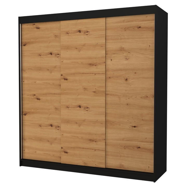 Šatníková skriňa MANOL čierna/dub artisan 1