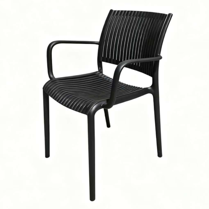 Záhradná stolička s podrúčkami MANZANO čierna 1