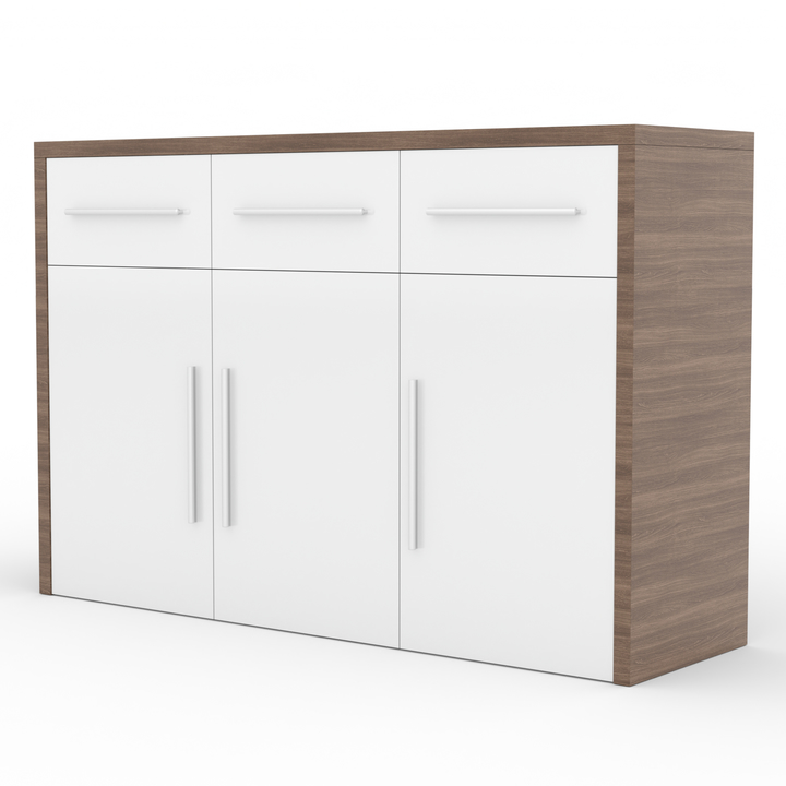 Komoda MARDEN prírodná/biela lesklá 1