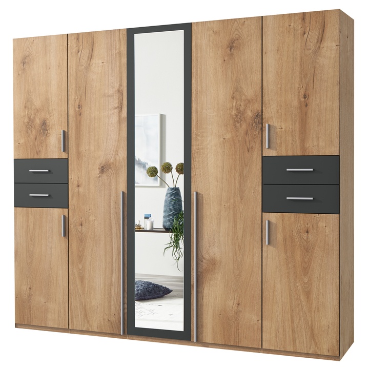 Šatníková skriňa MARGRET 655 dub/grafitová 1