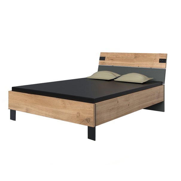 Posteľ MARION doskový dub/grafit, 140x200 cm 1