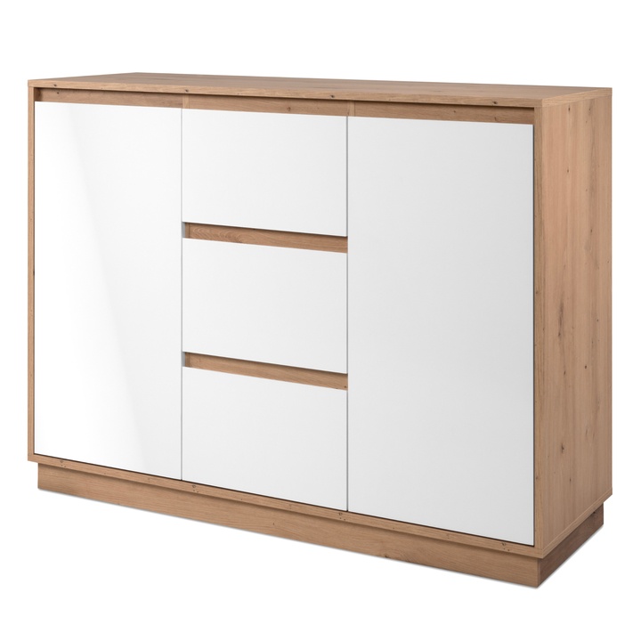 Komoda MARMION 2 dub artisan/biela lesk 1