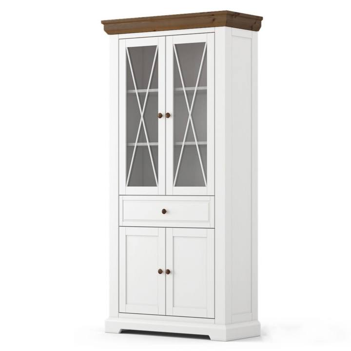 Vitrína MARON 2D biela/tabak 1