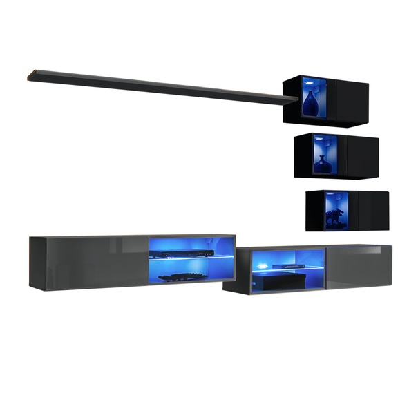 Obývacia stena MATCH XXIV grafitová/čierna 1