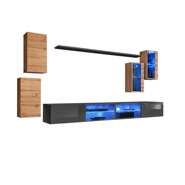 Obývacia stena MATCH XXV grafitová/dub wotan 1