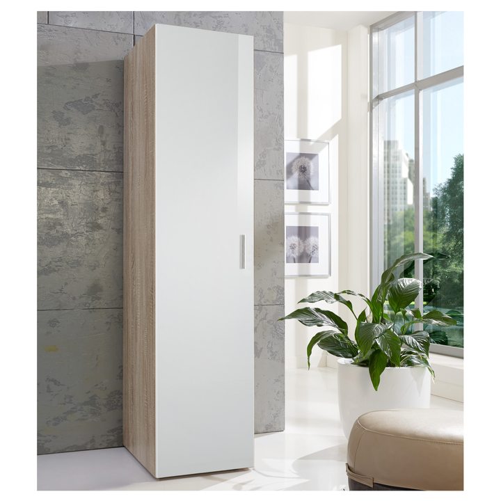 Policová skriňa MATLA 641, biela/dub sägerau, šírka 50 cm 1