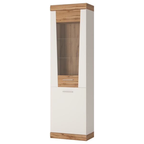 Vitrína MERIDA biela/dub wotan, šírka 58 cm 1